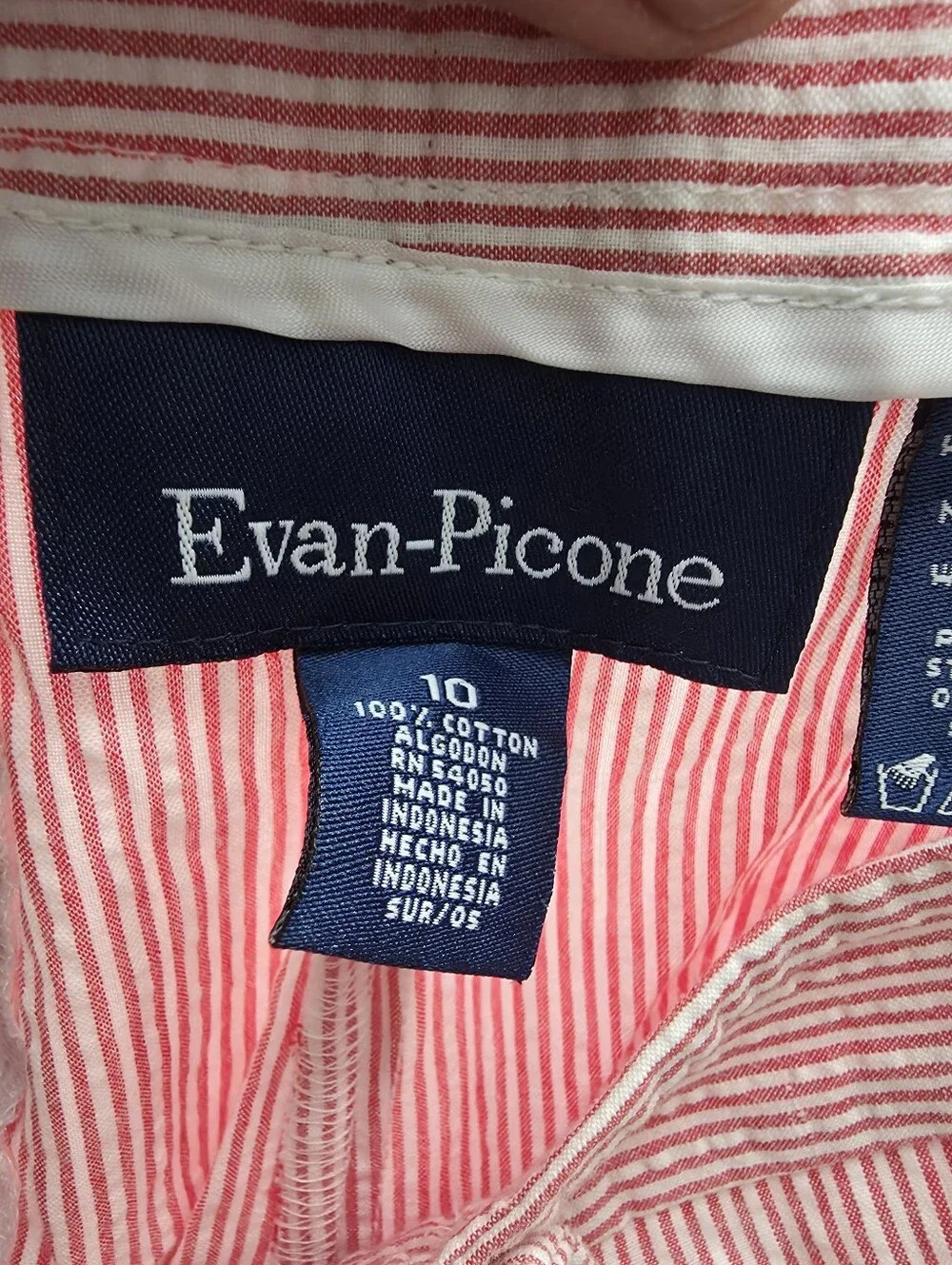 Evan-Picone Red White Striped Seersucker Cropped Pants Women 10